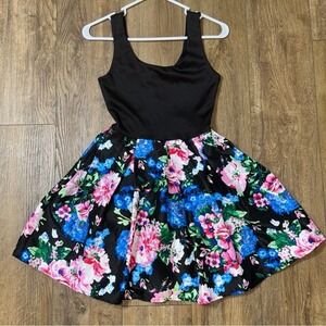 Teeze Me Floral juniors Dress Black and Multicolor party dress floral formal